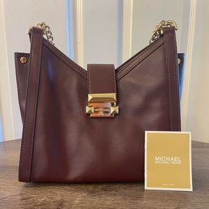 Michael Kors Burgundy Gold Chain Satchel